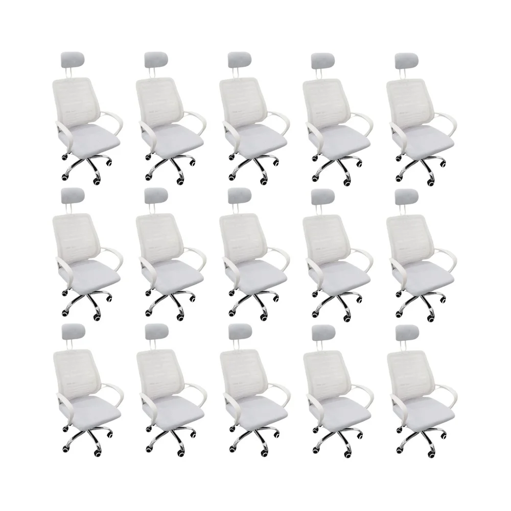 Kit 15 Cadeiras Escritório Diretor Mesh Branco
