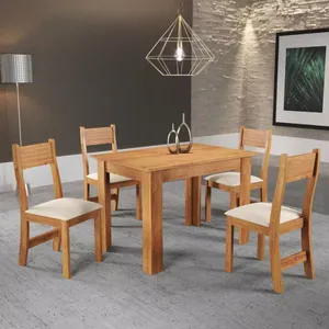 Mesa de Jantar Tulipa 4 Cadeiras Estofadas em Veludo Viero Mel/Marfim