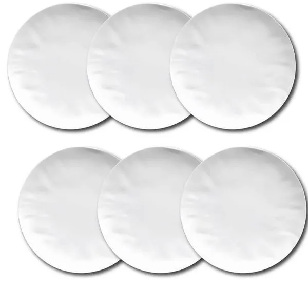 Conjunto de Pratos Rasos Germer Orgânico em Porcelana 6 Peças Branco