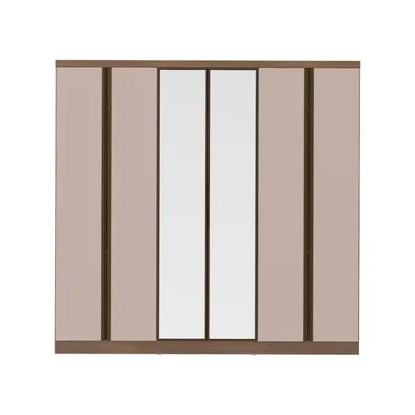 Guarda Roupa Casal Bartira Monte Rei 6 Portas 6 Gavetas com Espelho 238 cm Largura Avelã/Cappuccino