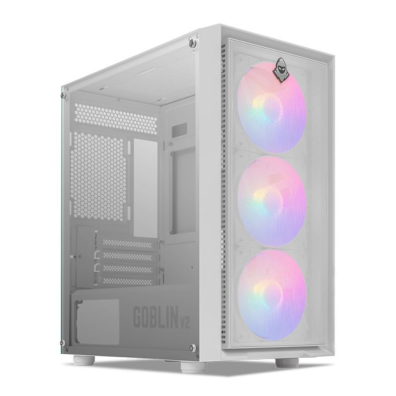Gabinete Gamer Mancer Goblin V2 Mid-Tower Rainbow Branco