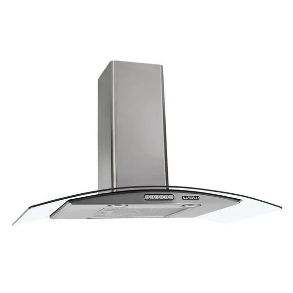Coifa De Parede 90cm Vidro Curvo Duto Slim Nardelli Inox 220V