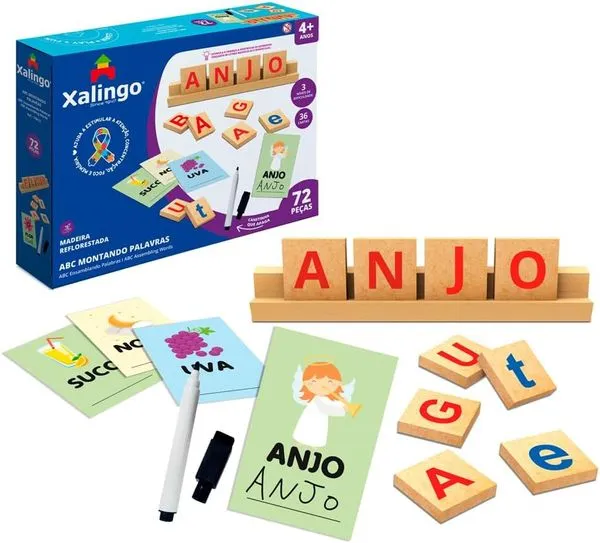 Jogo ABC Montando Palavras II 72 peças Xalingo