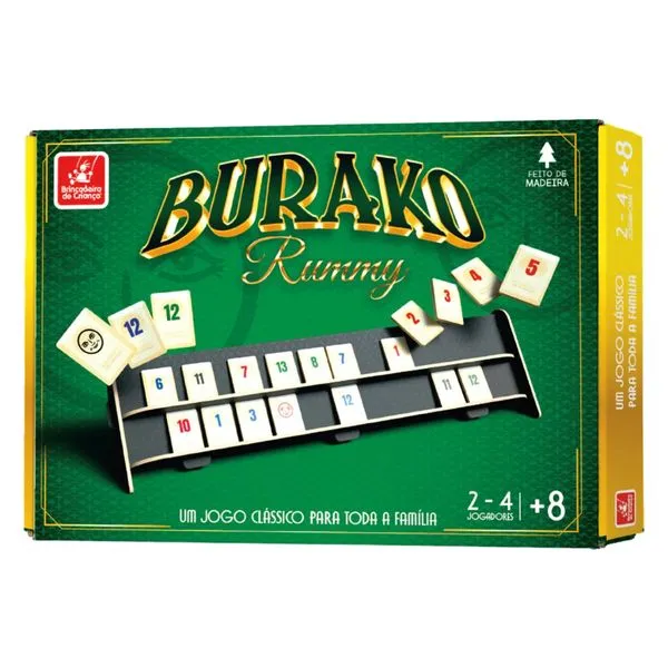 Jogo Burako Rummy Feito De Madeira Com 106 Peças E 4 Suporte