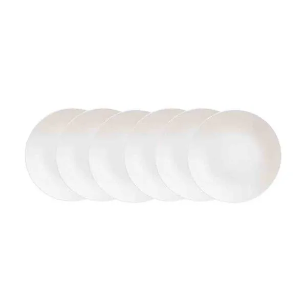 Conjunto com 6 Pratos Rasos Tramontina Leonora em Porcelana 25 cm Branco