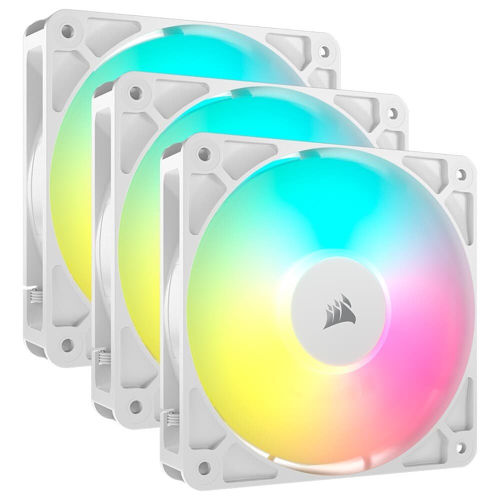 Kit 3 Ventoinhas Corsair RS120 ARGB 120mm Branco
