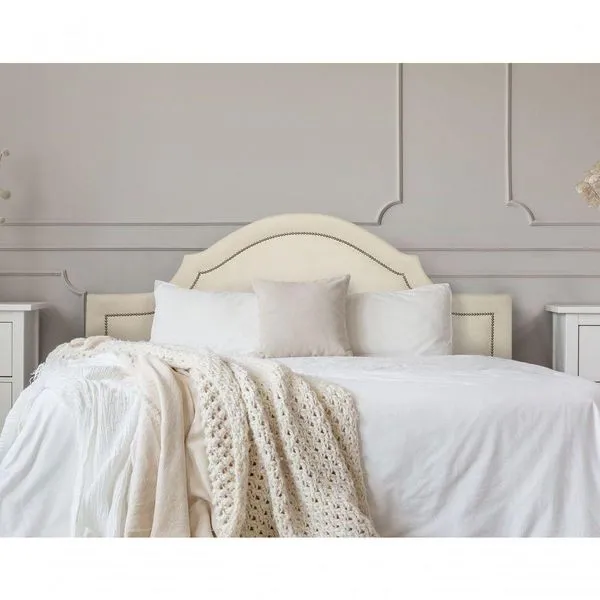 Cabeceira King Luxo Off White Tachas Prata
