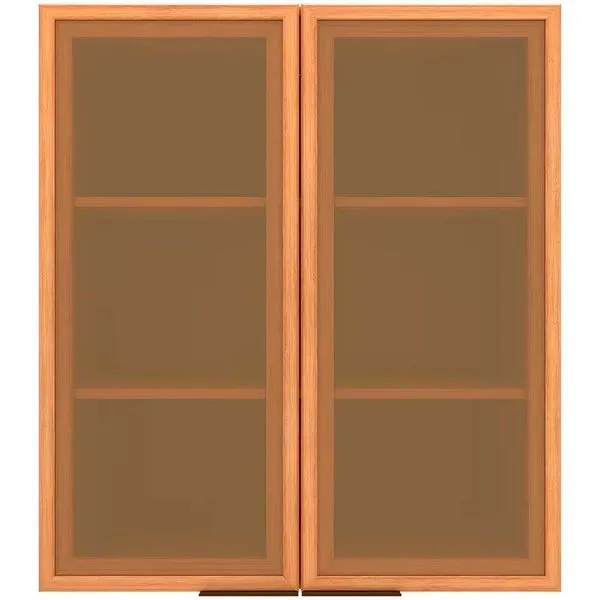 Armário Aéreo Bartira Cristal MDP 15mm com 2 Portas com Vidro e 2 Prateleiras - 80cm de largura Lâmina Mel