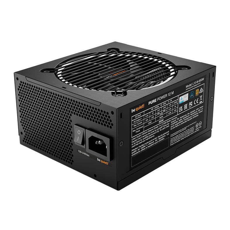 Fonte Be Quiet! Pure Power 12 M, 850W, ATX 3.1, PCIe 5.1, Full-Modular, 80 Plus Gold, Preto, BN522