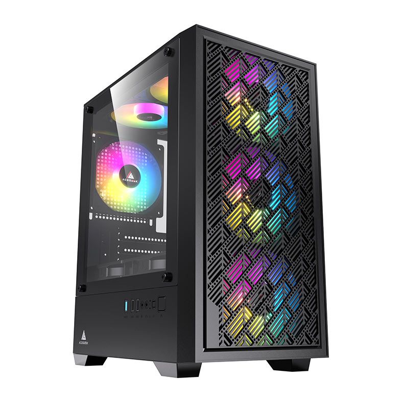Gabinete Acegeek Matrix Mini-Tower Vidro Preto
