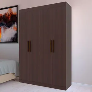 Guarda-Roupa Ville com 4 Portas 2 Gavetas e 2 Prateleiras 134cm de largura Bartira Café
