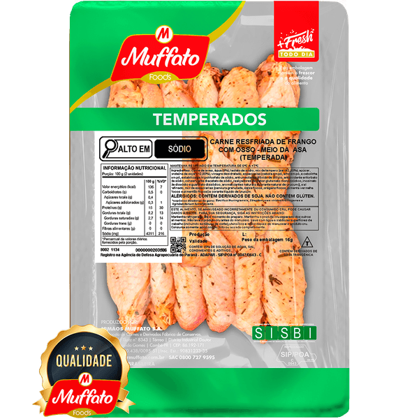 Meio da Asa Muffato Foods Temperada Kg