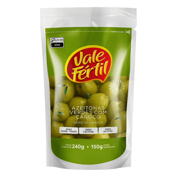 Azeitonas Verdes Vale Fértil Arauco com Caroço 150g