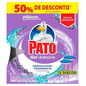 Desodorizador Sanitário Pato Gel Adesivo Lavanda Refil 6 Discos Kit com 2UN