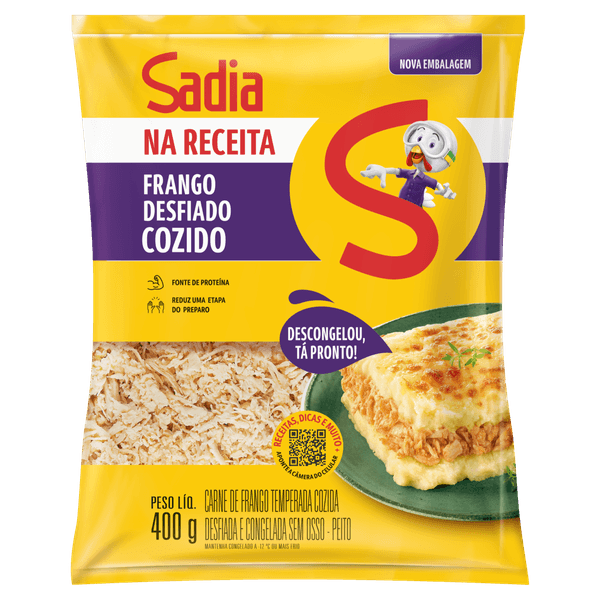 Peito de Frango Cozido Desfiado Sadia Congelado 400g