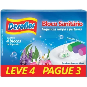 Bloco Sanitario Desoflor Misto Ref 140g Lv 4 Pg 3 Un Bloco Sanitário Desoflor Misto Leve 4un Pague 3un 30g