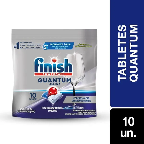 Detergente Tablete para Máquina de Lavar Louças Finish Powerball Quantum Ultimate Pouch 138g 10 Unidades