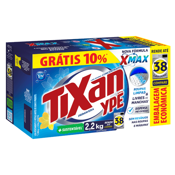 Lava Roupas em Pó Tixan Ypê Primavera 2,2Kg Sabão em Pó Tixan Ypê Primavera 2,2kg