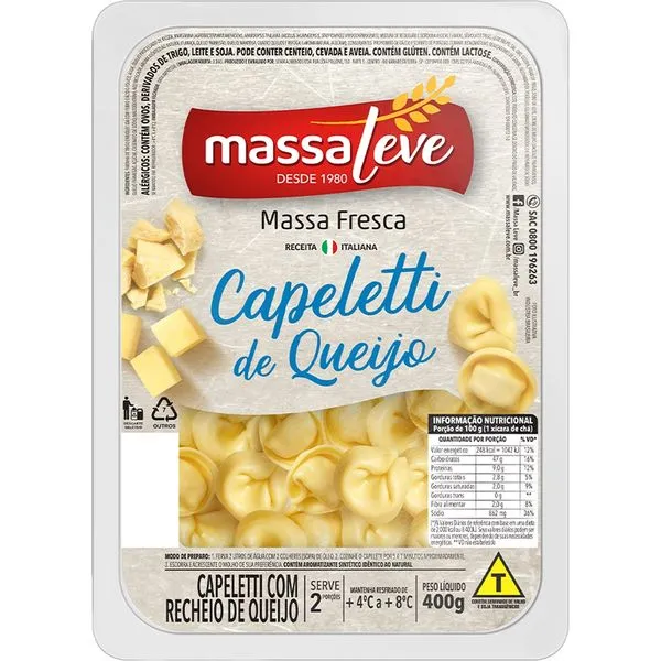 Capeletti Massaleve Queijo 400g Capeletti Massa Leve Queijo 400g