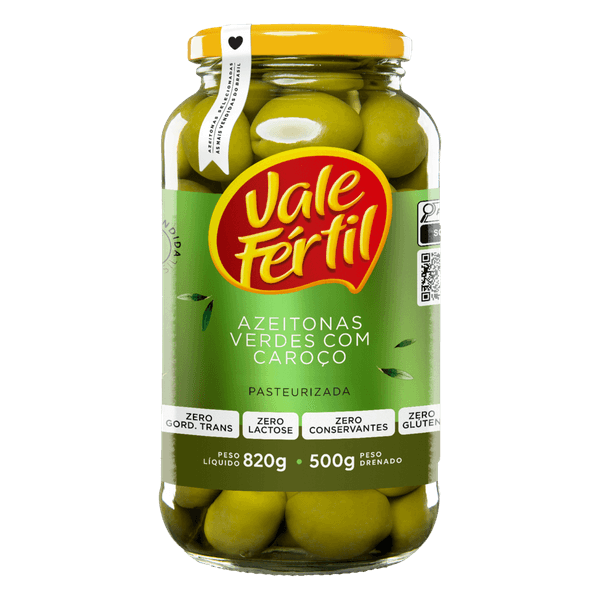 Azeitonas Verdes Vale Fértil Pasteurizada com Caroço 500g