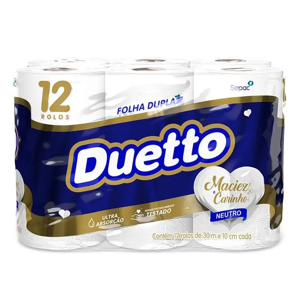 Papel Higiênico Duetto Neutro Folha Dupla 30m 12un