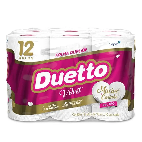 Papel Higiênico Duetto Velvet Leve Mais Pague Menos 12un