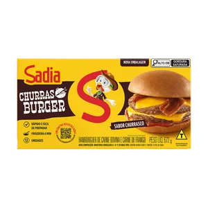 Hambúrguer de Carne Bovina Churrasco Sadia Caixa 672g 12 Unidades