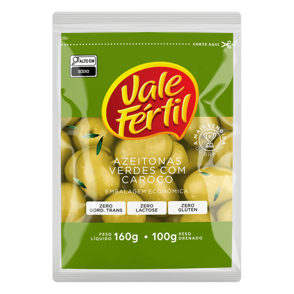 Azeitonas Verdes Vale Fértil com Caroço 100g