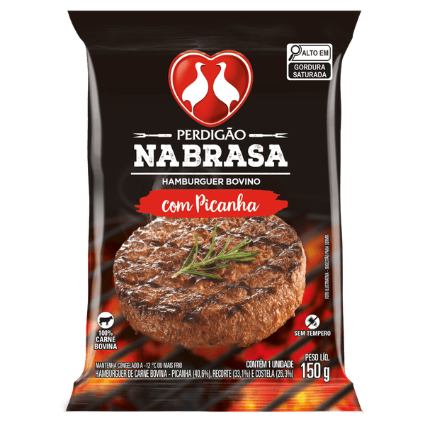Hambúrguer de Carne Bovina Picanha Perdigão na Brasa Pacote 150g