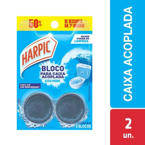 Limpador e Aromatizador Sanitário Harpic para Caixa Acoplada Marine 50g 50% off na 2ª uni.
