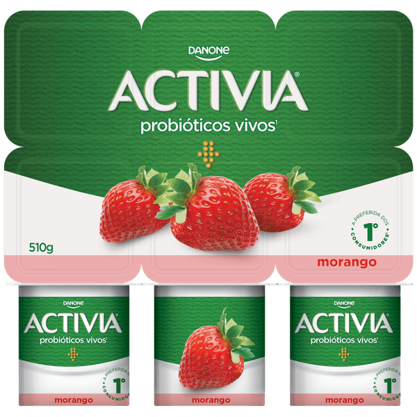 Leite Fermentado Activia Integral Morango 510g