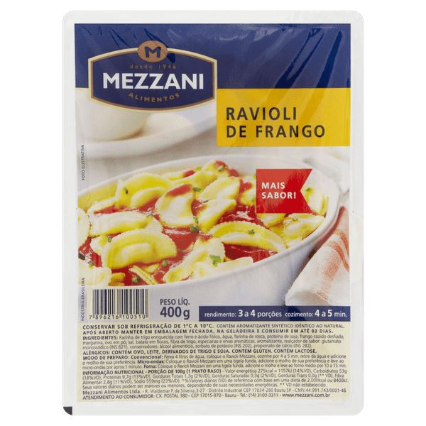 Ravioli Mezzani Frango 400g Ravióli Mezzani Frango 400g