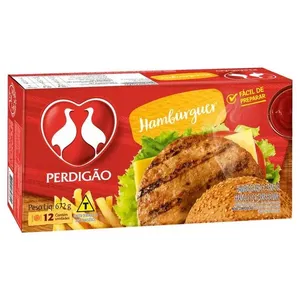 Hambúrguer de carne de frango e bovina Perdigão caixa 672g 12 unidades