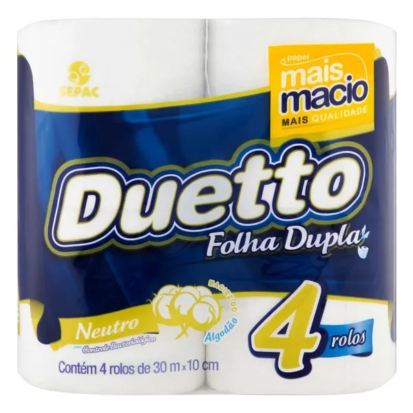 Papel Higiênico Duetto Neutro Folha Dupla 30m 4un