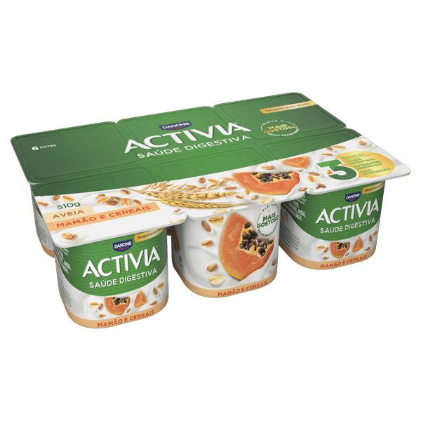 Activia Polpa Mamão e Cereais 510g 6 unidades