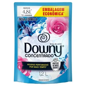 Amaciante de Roupa Concentrado Brisa de Verão Downy Sachê 1,2l Embalagem Econômica Amaciante Concentrado Downy Brisa de Verão Refil 1,2L
