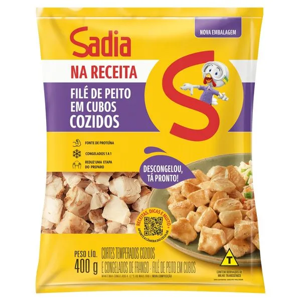 Peito de Frango Cozido em Cubos Sadia 400g