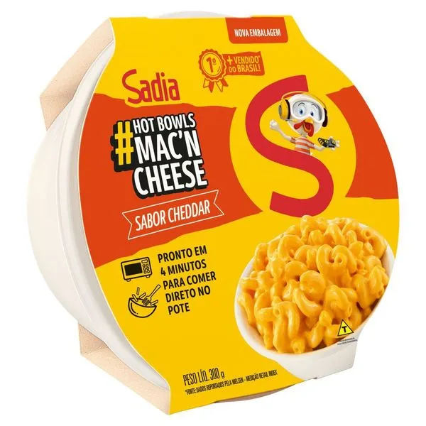 Mac'n Cheese Cheddar Sadia Hot Bowls Pote 300g