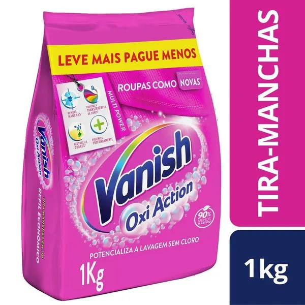 Tira Manchas em Pó Vanish Multi Power Oxi Action 1kg Refil Econômico para roupas coloridas