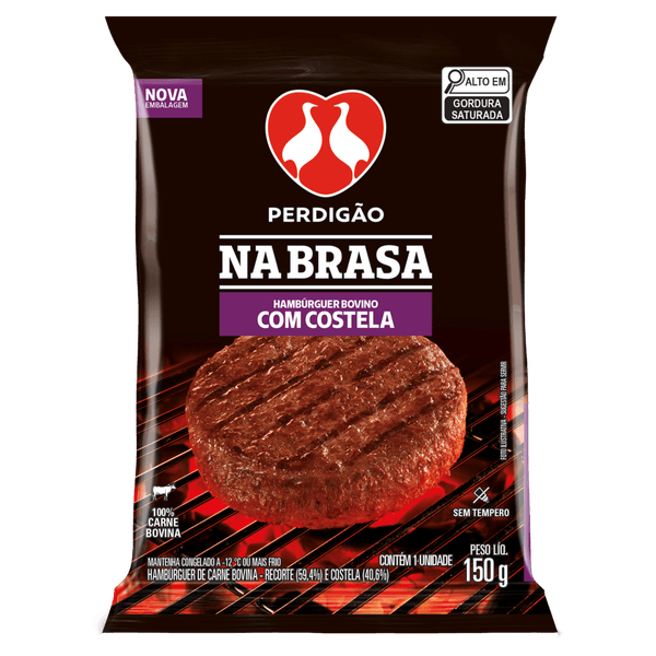 Hambúrguer de Carne Bovina Costela Perdigão na Brasa Pacote 150g
