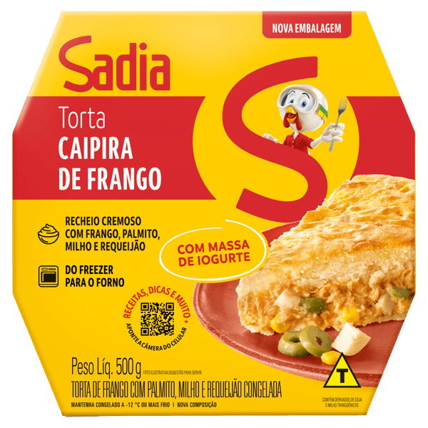 Torta Congelada Caipira de Frango Sadia Caixa 500g