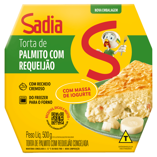 Torta Congelada Palmito com Requeijão Sadia Caixa 500g