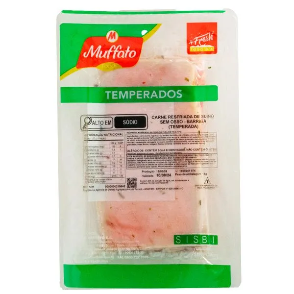 Panceta Suína Temperada Muffato Foods Kg