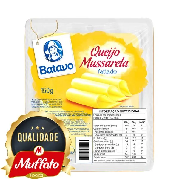Queijo Mussarela Muffato Foods Batavo Fatiado 150g