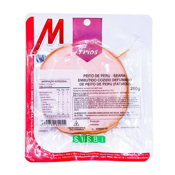 Peito de Peru Muffato Foods Seara Fatiado 200g