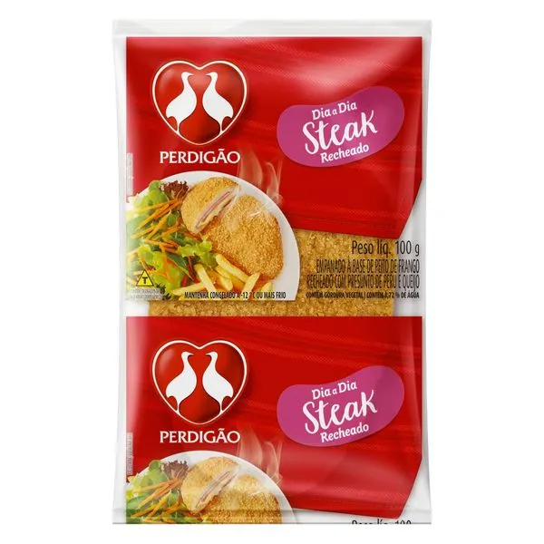 Steak de Frango Perdigão Recheado Presunto de Peru e Queijo 100g