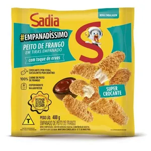 Empanado de frango peito em tiras temperado Sadia empanadíssimo pacote 400g