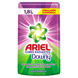 Lava-Roupas Líquido Roupas Brancas e Coloridas Toque de Downy Ariel Cores Radiantes Sachê 1,8l Refil Embalagem Econômica