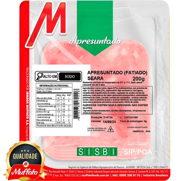 Apresuntado Muffato Foods Seara Fatiado 200g