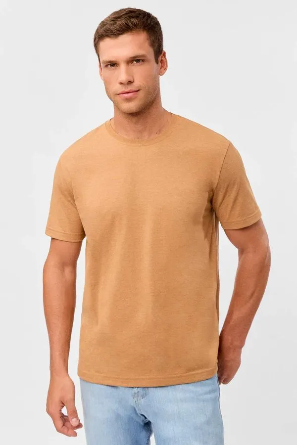 T-Shirt Básica Mescla Comfort Mostarda MOSTARDA/G